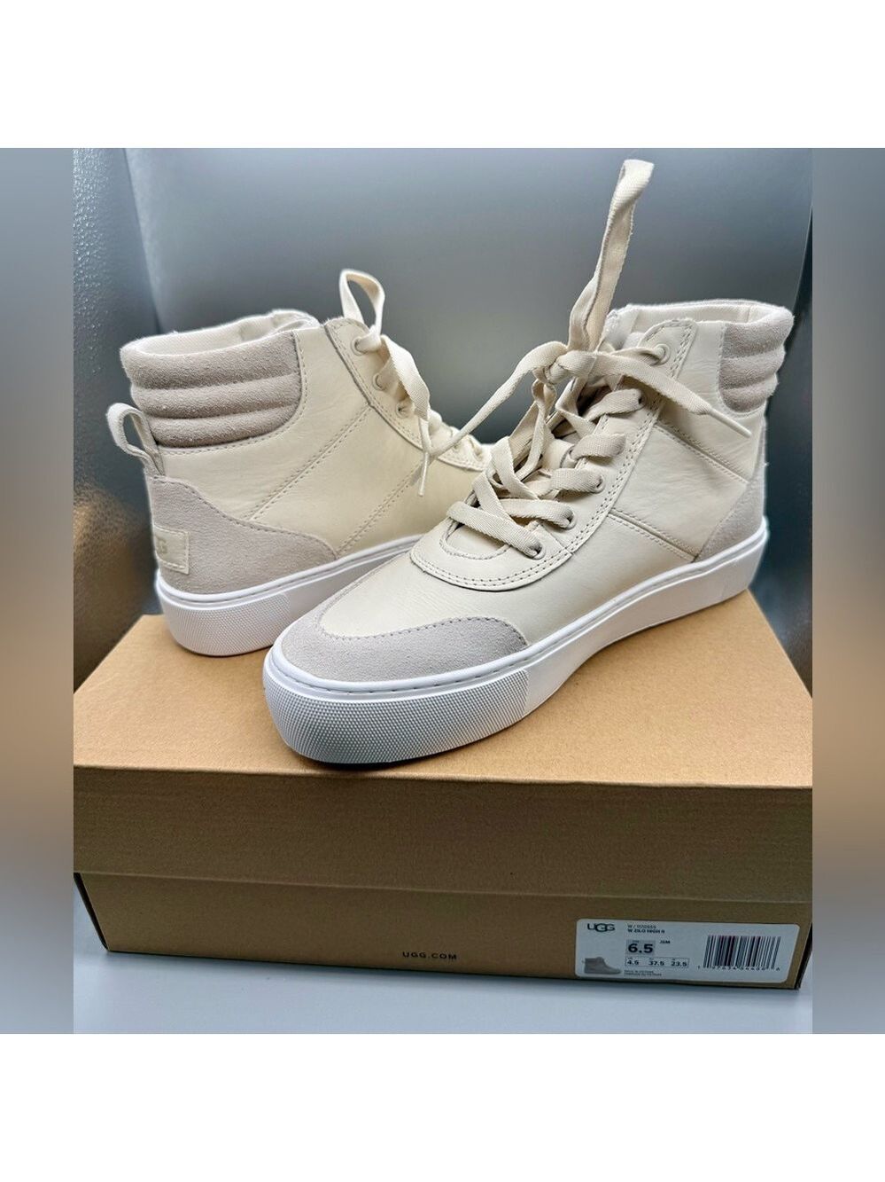 UGG W Zilo High II Women’s Suede High Top Sneakers Boots – White, Size 6.5, NIB - Picture 5 of 11
